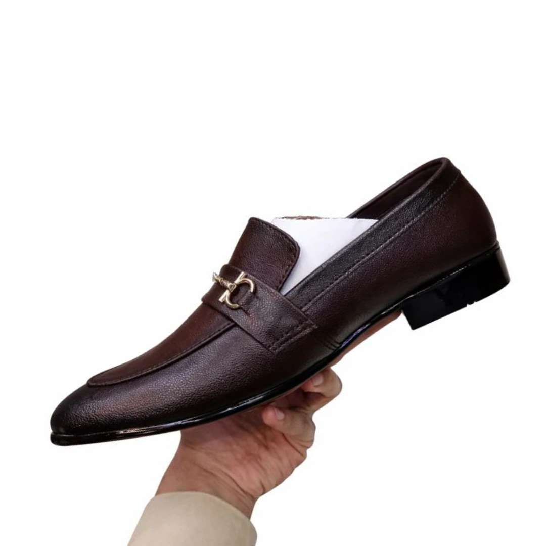 Men’s Premium Chain Loafers – Black & Brown Formal Slip-On Shoes