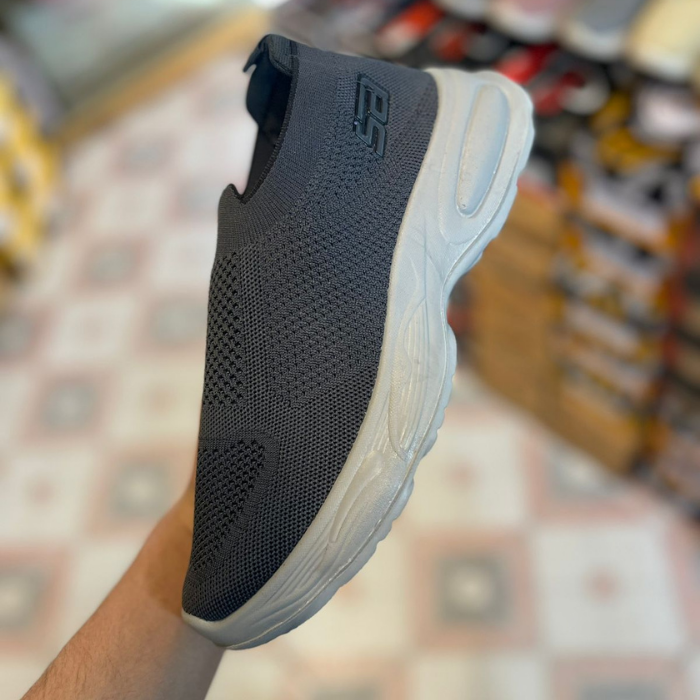 LO10 Men’s Light Grey Slip-On Sneakers – Breathable Mesh Casual Daily Wear Shoes