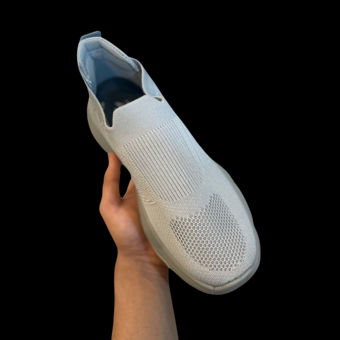 LO10 Men’s Light Grey Slip-On Sneakers – Breathable Mesh Casual Daily Wear Shoes