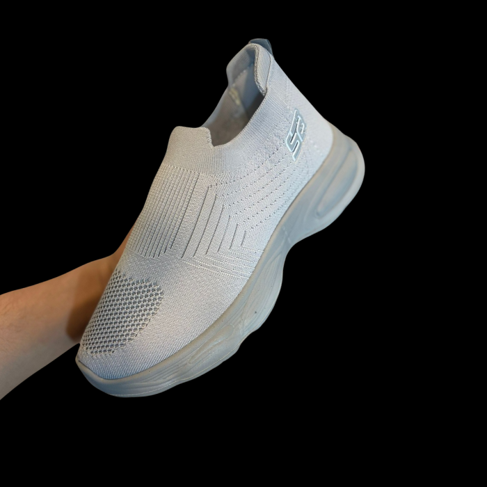 LO10 Men’s Light Grey Slip-On Sneakers – Breathable Mesh Casual Daily Wear Shoes