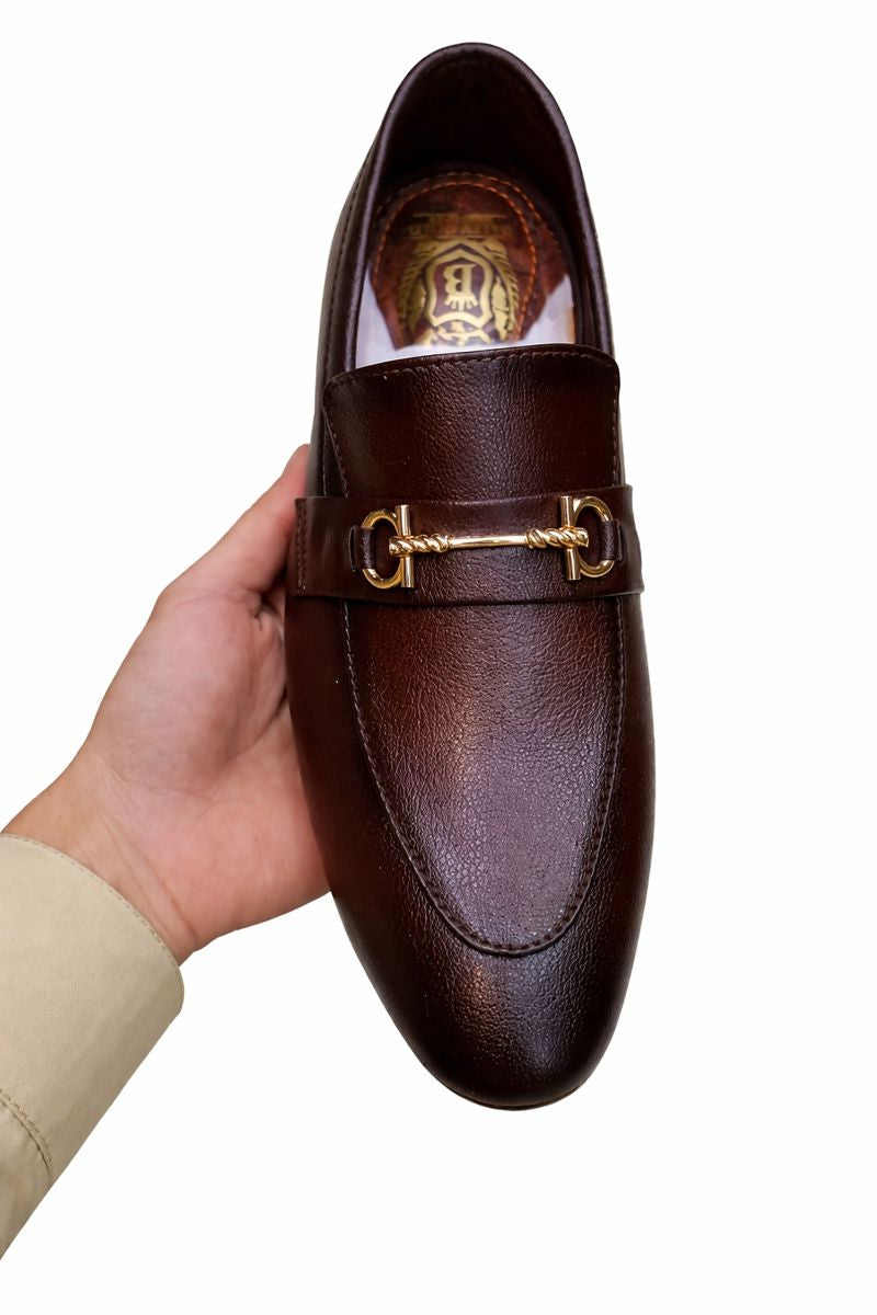 Men’s Premium Chain Loafers – Black & Brown Formal Slip-On Shoes