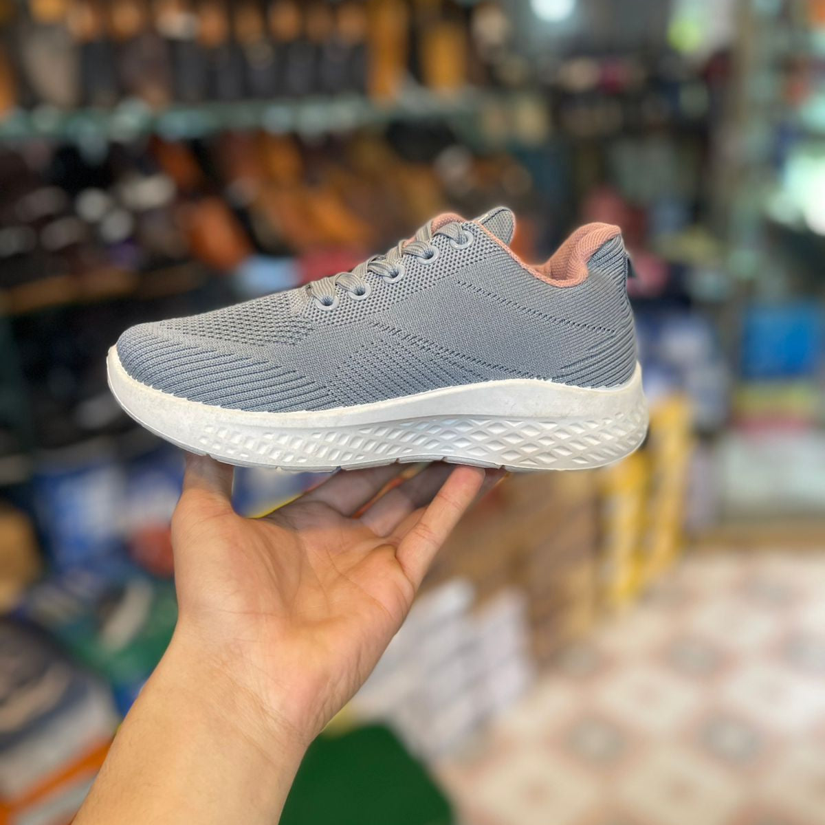 MS-201 Grey Breathable Mesh Casual Sneakers for Women