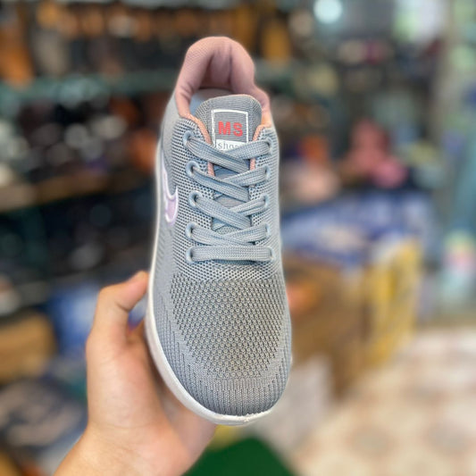 MS-201 Grey Breathable Mesh Casual Sneakers for Women